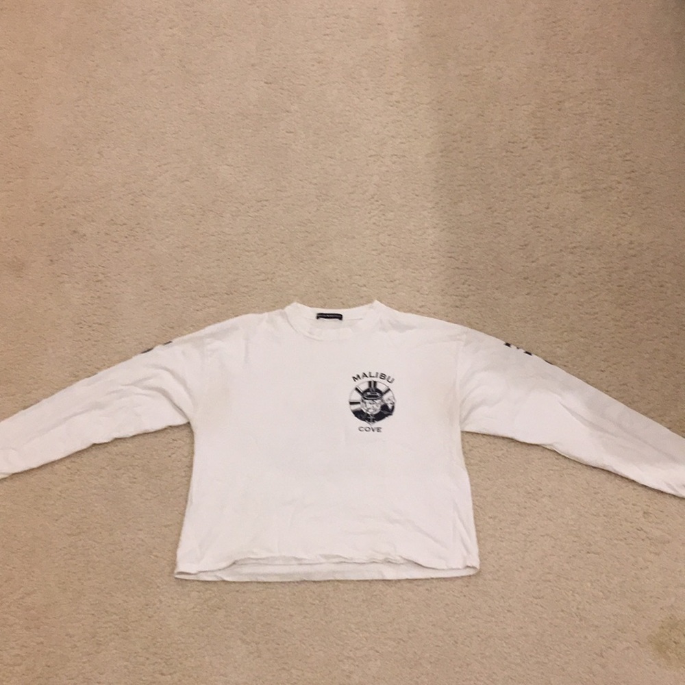 Brandy Melville long sleeve white and navy shirt